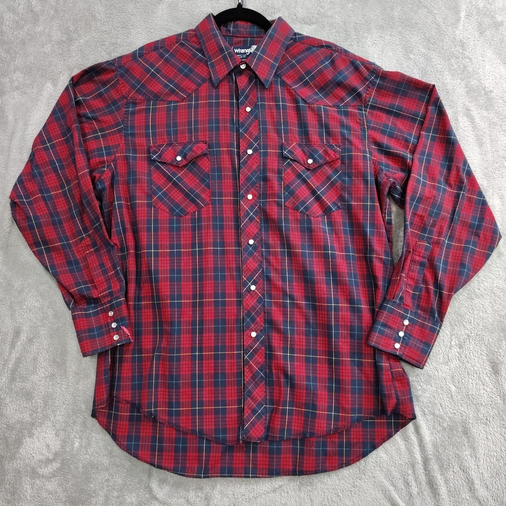 VTG Y2k Wrangler Shirt 17½-35 XL Cowboy Cut X-Long Tails‎ Lt Paint Splatter